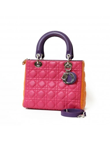 Christian Dior Handbag Shoulder Bag Cannage Pink Purple Orange Womens Leather Découvrez la collection