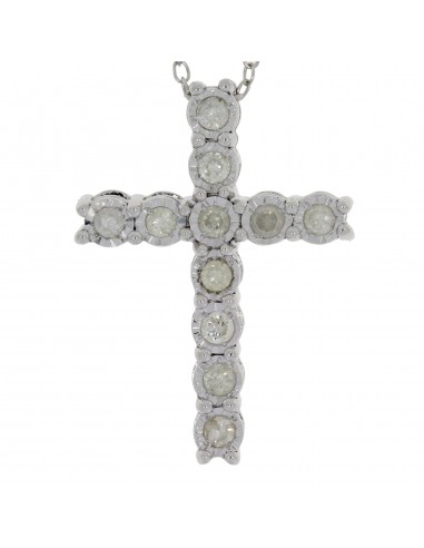 .25ct Diamond Cross Religious Pendant Sterling Silver Livraison rapide