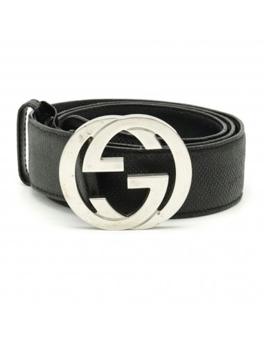 Gucci GG Interlocking G Buckle Belt Leather Black  90 114876 destockage