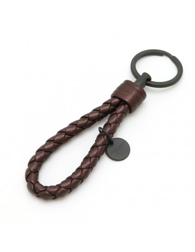 Bottega Veneta Intrecciato Keyring Keychain Leather Metallic Brown 113539 de France