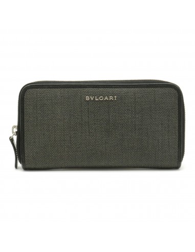 BVLGARI Weekend Round Purse PVC Leather Dark Gray Black 32587 Par le système avancé 