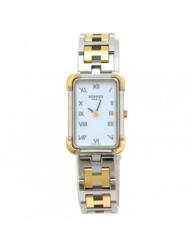 HERMES Hermes Croajour White Dial SS GP Combi Ladies Quartz Watch CR1.220 français