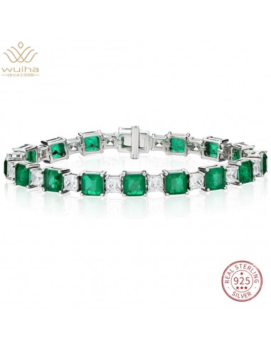 Sterling Silver 3EX VVS Emerald Ruby Moissanite Charm Bracelet for Women pour bénéficier 