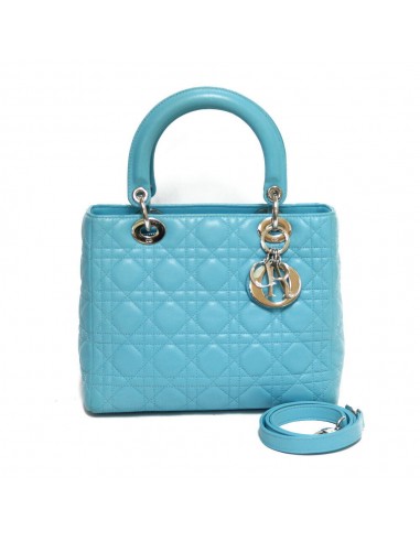 Christian Dior Shoulder Bag Cannage Handbag Lady Blue Ladies les ligaments